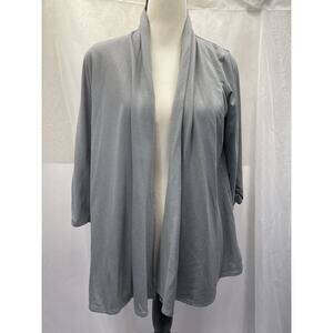 Worthington Women’s PM Open Cardigan 3/4 Sleeves Gray Lightweight